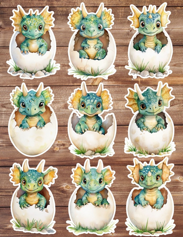 Hatching Dinosaur Die Cut Vinyl Stickers Set Scrapbooking Laptop Water Bottle