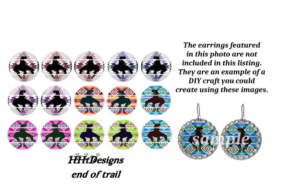 Bottle Cap Images Set of 15 (25mm) 1″ Precut ~ End of Trail
