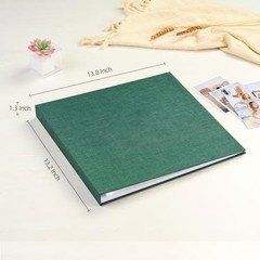 12×12 Large Scrapbook Photo Album 3 Ring Binder Linen Cover Dark Green 20 Pages