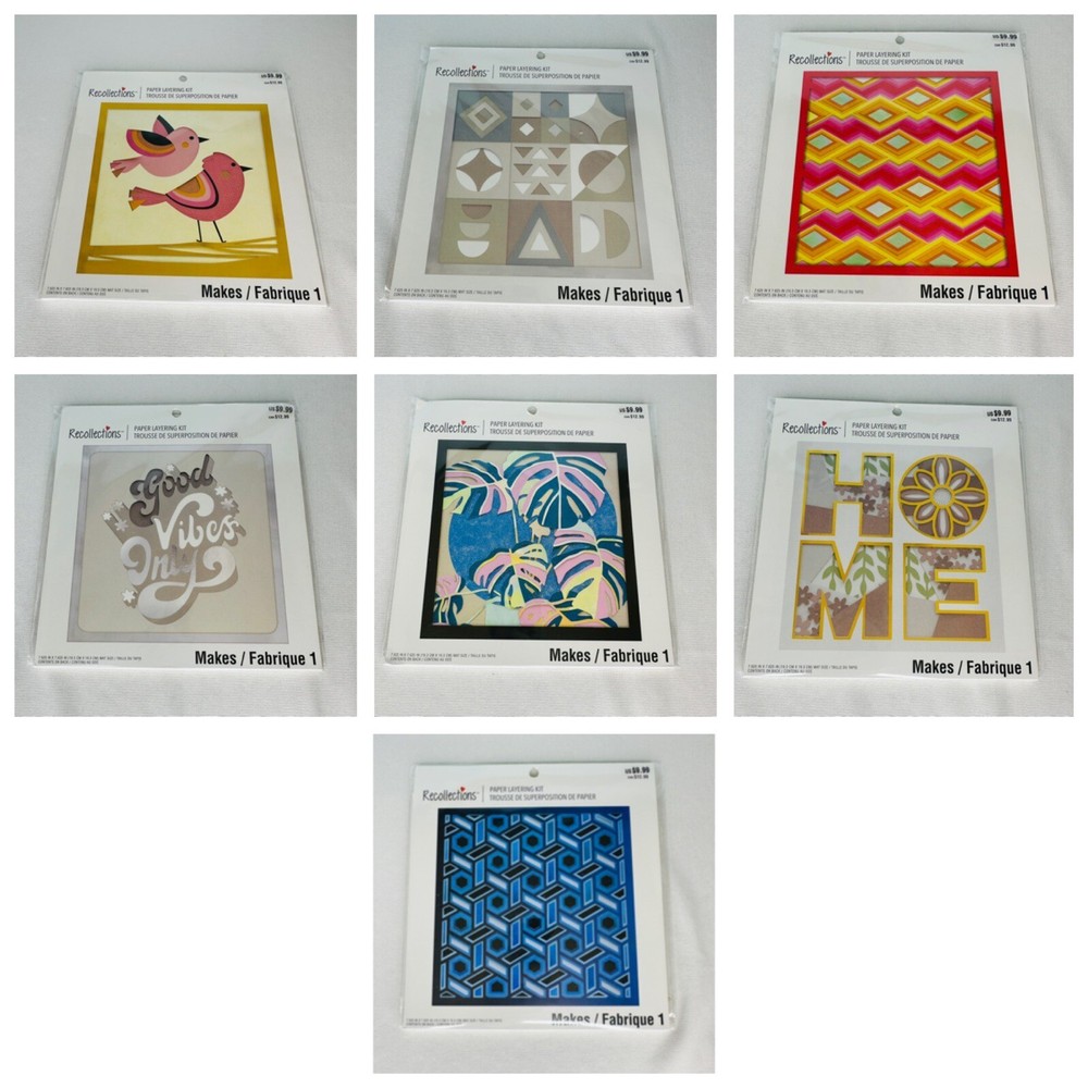 Lot of 7 Recollections Paper Layering Kit Home Good Vibes Only Birds Geometric