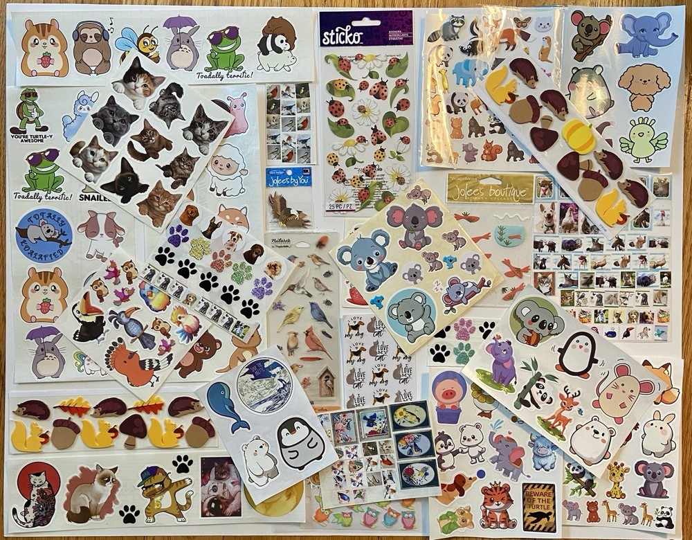 Large Lot Of Animal Stickers! Jolee’s Boutique, Hallmark, Sticko, Etc