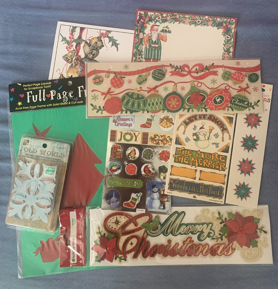 Merry Christmas Red Green Holiday – Assorted Scrapbook Supplies/Stickers