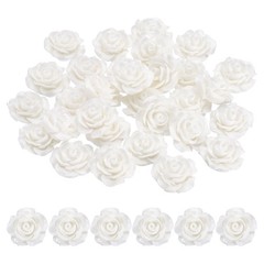 20mm Rose Flower Resin Cabochon, 30 Pcs Mini Rose Flower Resin, White