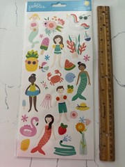 Pebbles Accent Stickers Swimming Fun ~ Floats Fruit Crabs Flowers Scrapbooking