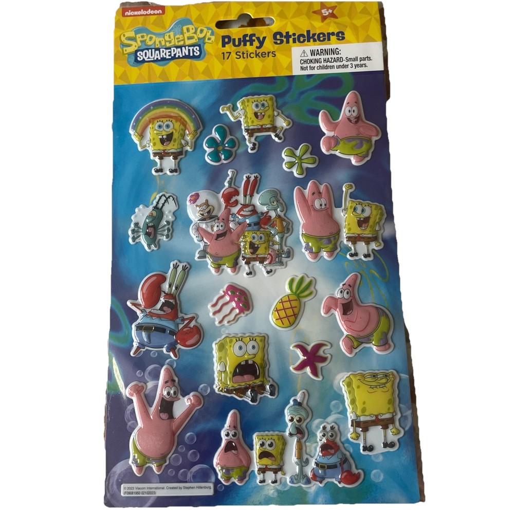 SpongeBob SquarePants Puffy Stickers (17 Stickers) Nickelodeon