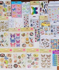 Large Sticker Lot Themed Birds Butterflies feathers Flowers Plants Farmhouse
