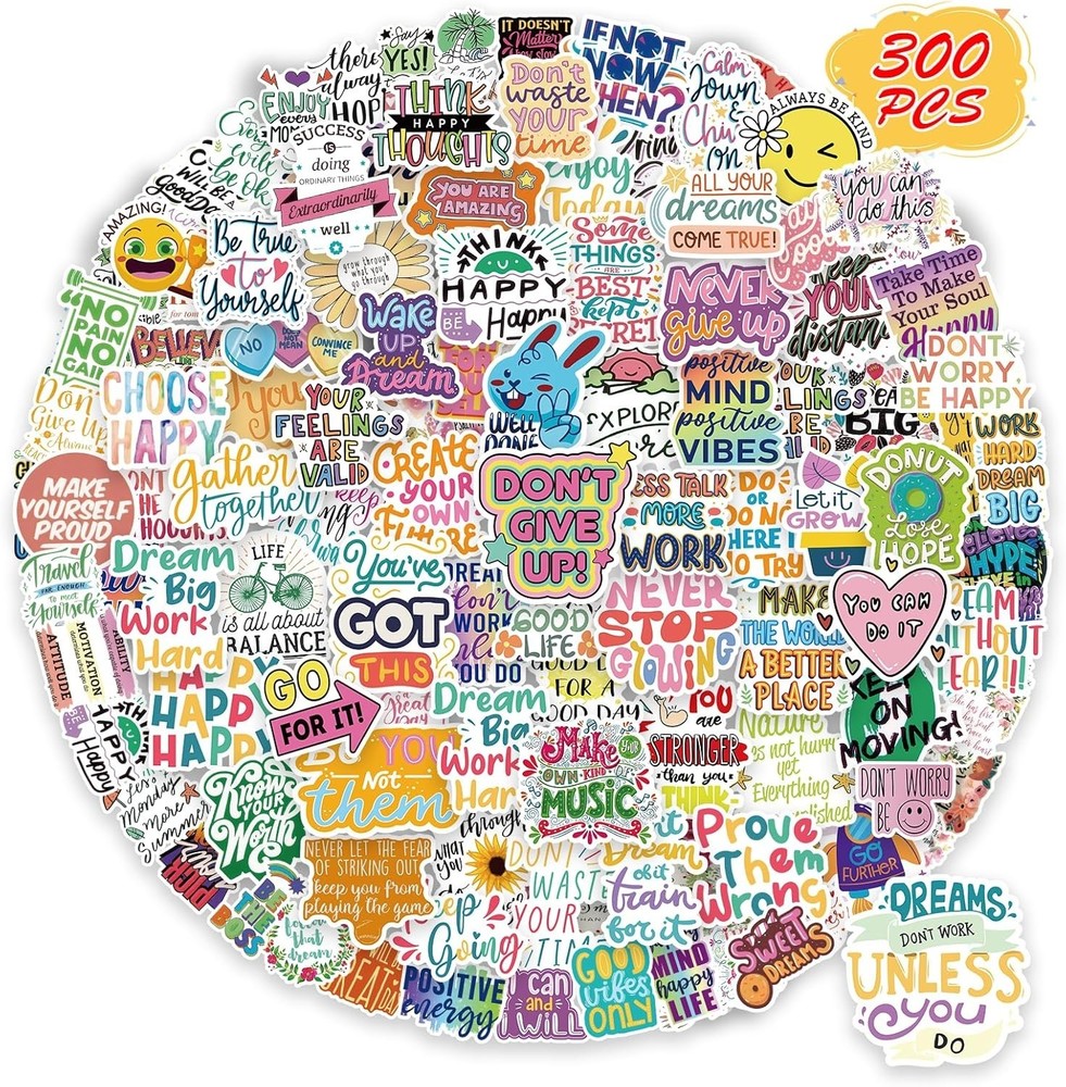 300PCS Motivational Sticker, Inspirational Words Stickers for Teens Adults Stude