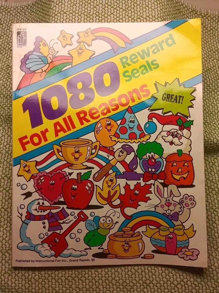 VTG 1980s Instructional Fair Reward Seals Stickers Book Teacher School Over 700