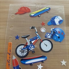 Vtg Sticko Stickers Boy Hobbies Sports Cars Rocket Bike Helmet Boat Skateboard