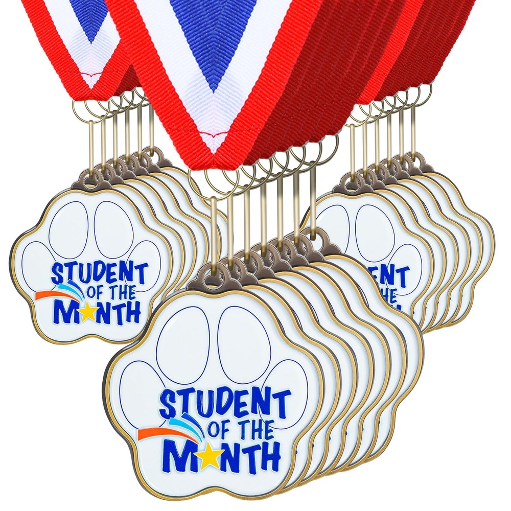 20 PCS 2 Inch Paw Awards Medals Student Of The Month Gold Medals Bulk Kids