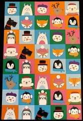 40 SEASONAL STICKERS: Snowman Monster Reindeer Poodle Scottie Fox Penguin Llama