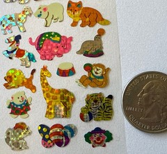 TINY ANIMALS Prismatic Stickers (26pcs)Giraffe•Bears•Rabbit•Horse •Elephant•Fox•