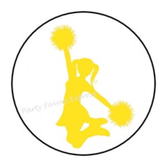 CHEERLEADER ENVELOPE SEALS LABELS STICKERS FAVORS -available in different colors