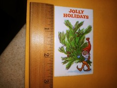 VINTAGE 80s SCHOLASTIC SCRATCH SNIFF STICKER Jolly Holidays Pine AK no scent