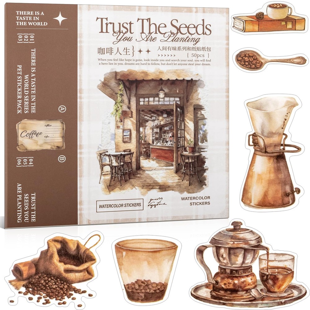 Uideyvi Coffee Themes Sticker Scrapbooking Supplies for Junk Life