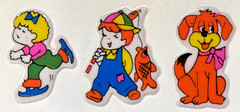 Vintage 1980 Imperial Toys Puffy Sticker Cartoon Children Animals Sheet of 12