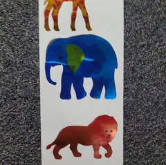 RARE ERROR HAMBLY STUDIOS «SAFARI ANIMALS» VINTAGE COLLECTABLE FOIL STICKERS