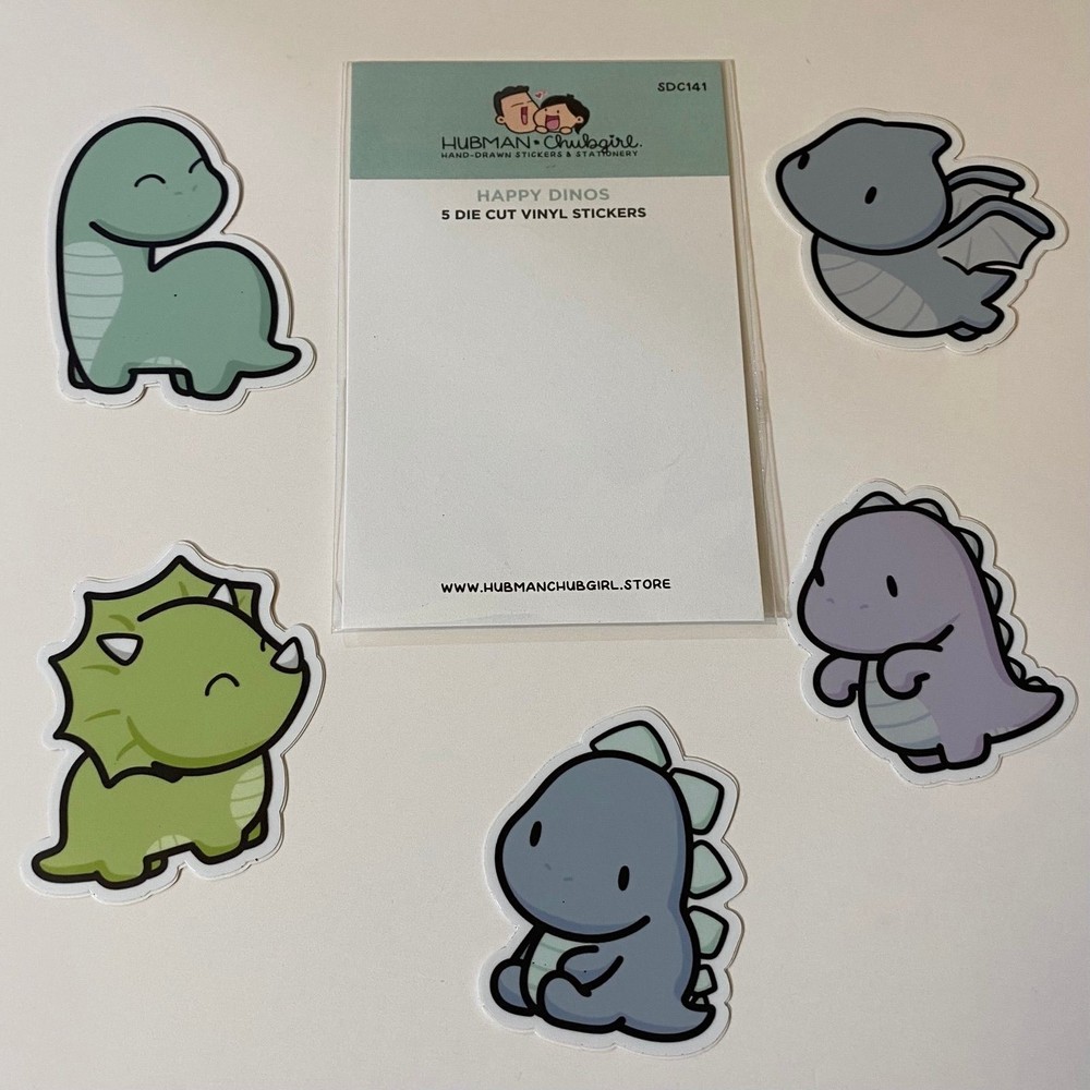 Hubman And Chubgirl Happy Dinos Die Cut Vinyl Stickers Set