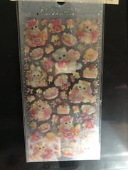 Kawaii Japan Cats Rabbits Strawberry Jam Glitter Puffy Sticker Sheet Vintage Htf