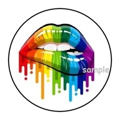 30 RAINBOW LIPS ENVELOPE SEALS LABELS STICKERS 1.5″ ROUND