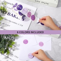 1000 Purple Thank You Stickers – 6 Lavender Colors, Adhesive Seal Decals for Par