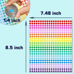 10080 PCS Small Dot Stickers 1/4″ Round Circle Color Coding Labels | 15 Colors C