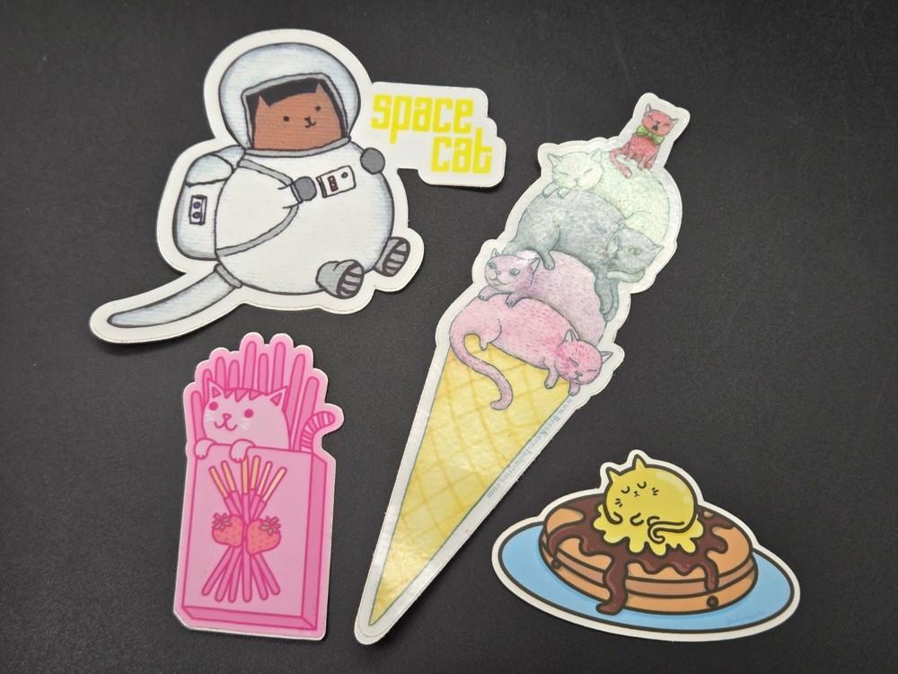 Cute Cat Stickers for Kids Teens Adults, Kawaii Stickers for Girls Boys Lot of 4