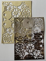 GEAR CARD PANEL Die-Cut(2pc) Steampunk•Cogs•Sprocket •Earthtone•Machine•Antique•