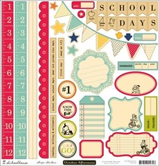 October Afternoon: «Schoolhouse» 1,2,3’s – 8×8 Paper Pads + Embellishments