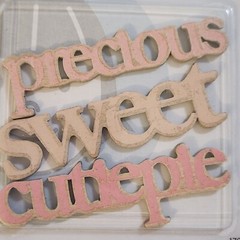 NEW Lot 2 Pkg Lil Davis Vintage Wood Words BABY Girl Pink Sweet Precious Cutie-G