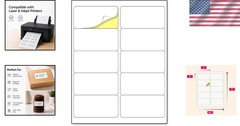 (2″ x 4″) 30 Sheets, Printable White Sticker Labels, Laser/Inkjet Printing – Mat