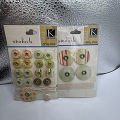 K & Company Scrapbook Brads And string Clasps; 4 New In Package Items;