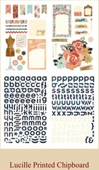 Basic Grey Lucille Scrapbook LOT 12 X 12 Paper Chipboard, Snippets & Buttons