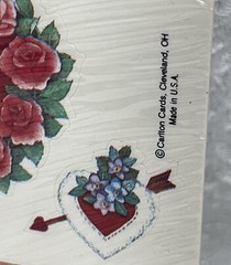 Vintage Stickers Carlton Cards Valentine Greeting Heart Flower Rose 3 Sheets New