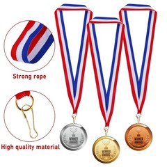 Award Ribbons 20 Pieces Red White Blue Medal Ribbons with Snap Clips Flat