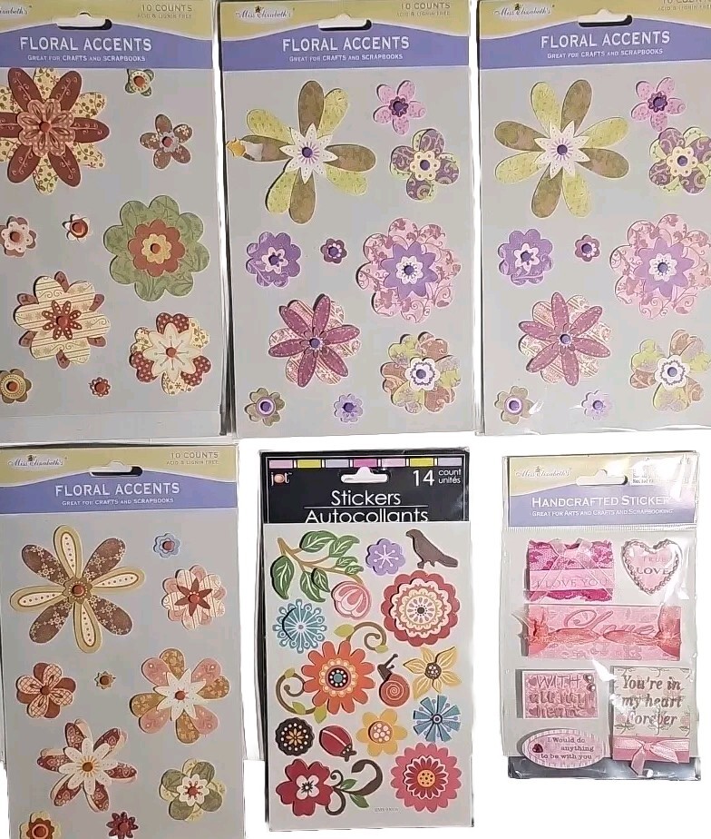 (6) DIMENSIONAL PAISLEY FLOWERS STICKERS LOT OF 6 PACKS BY MISS ELIZABETH’S