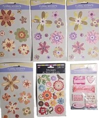 (6) DIMENSIONAL PAISLEY FLOWERS STICKERS LOT OF 6 PACKS BY MISS ELIZABETH’S