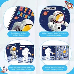 homicozy 3PCS Sticker Paint Books for Kids Ages 4-10,Dinosaur Astronaut Ocean…