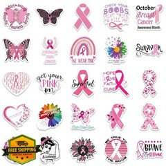 Hozeuiy Breast Cancer Awareness Pink Ribbon Stickers