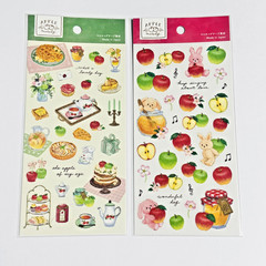 Kawaii Apple Sticker Set (2 Sheets) Japanese Stationery GAIA Made in Japan