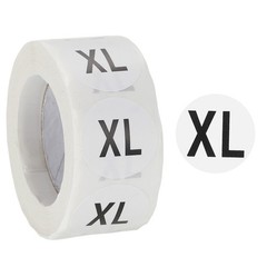 1 Roll Clothing XL Size Stickers 1″ Round Coded Self-Adhesive Labels Black