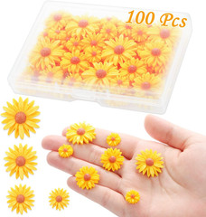 100 Pcs Resin Daisy Decor Daisy Embellishment Epoxy Sunflowers Craft Decorations