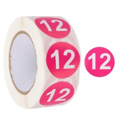 Number 12 Stickers 1″ Round Coded Self-Adhesive Labels Rose Red 500Pcs/Roll