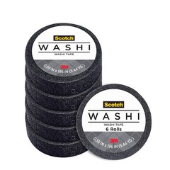 Scotch Expressions Glitter Tape, Black, 0.59 in x 196 in, 6 Rolls Craft Tape