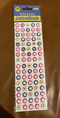 Alphabet Stickers Autocollants – Round Typewriter Keys – Multi Colors – 80 Count