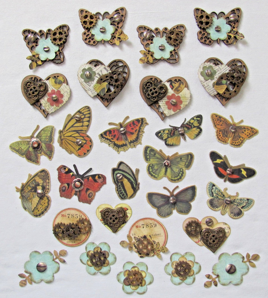 Handmade Junk Journal Scrapbooking Embellishments 29 Tim Holtz Steampunk Wood