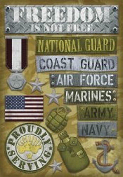 Crafts KF Stickers Proudly Serving National Guard Marines Army Air Force Coast