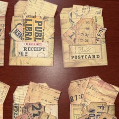 One Hand made junk journal vintage library ￼ pocket with tags ￼￼￼