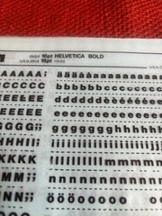 Four Letraset INSTANT LETTERING Transfer Letters 14, 16, 18pt Helvetica bold 1