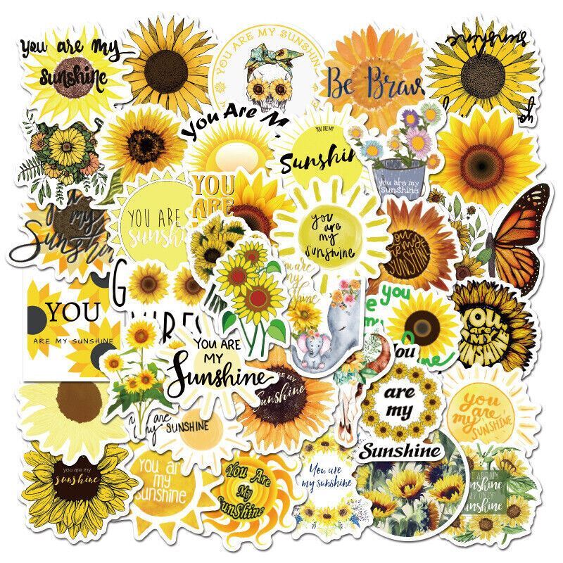 SUNFLOWER Vinyl Stickers [Set B] YOU are MY SUNSHINE ~ Waterproof FLOWER Decals